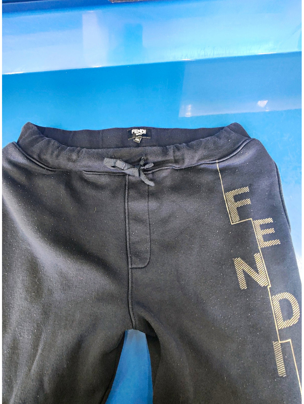 Fendi Men’s Black Sweatpants Joggers 2XL Drawstring Logo Accents Pockets